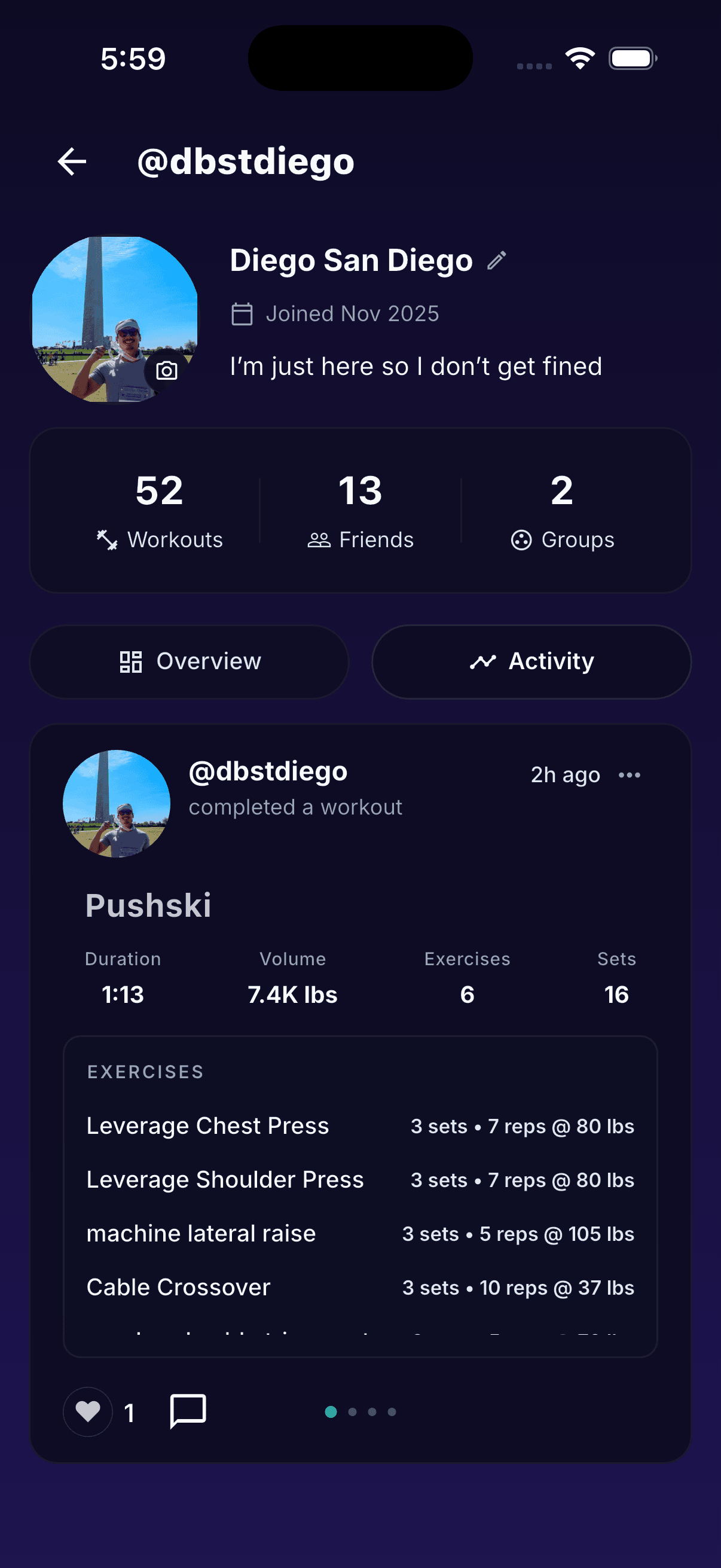 Lifted social feed: workout shares, reactions, and crew accountability